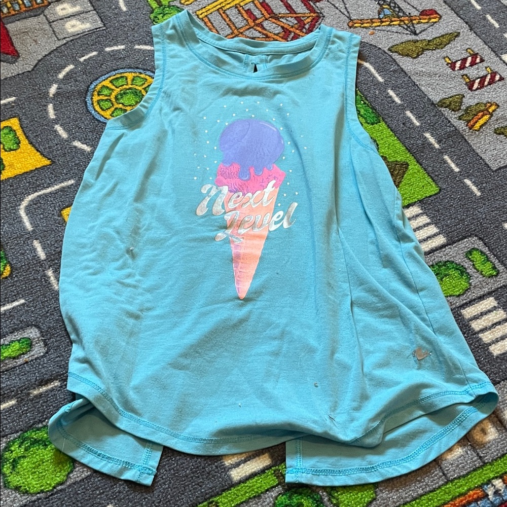 Athletic Works Aqua Tank Top with Ice Cream Graphic